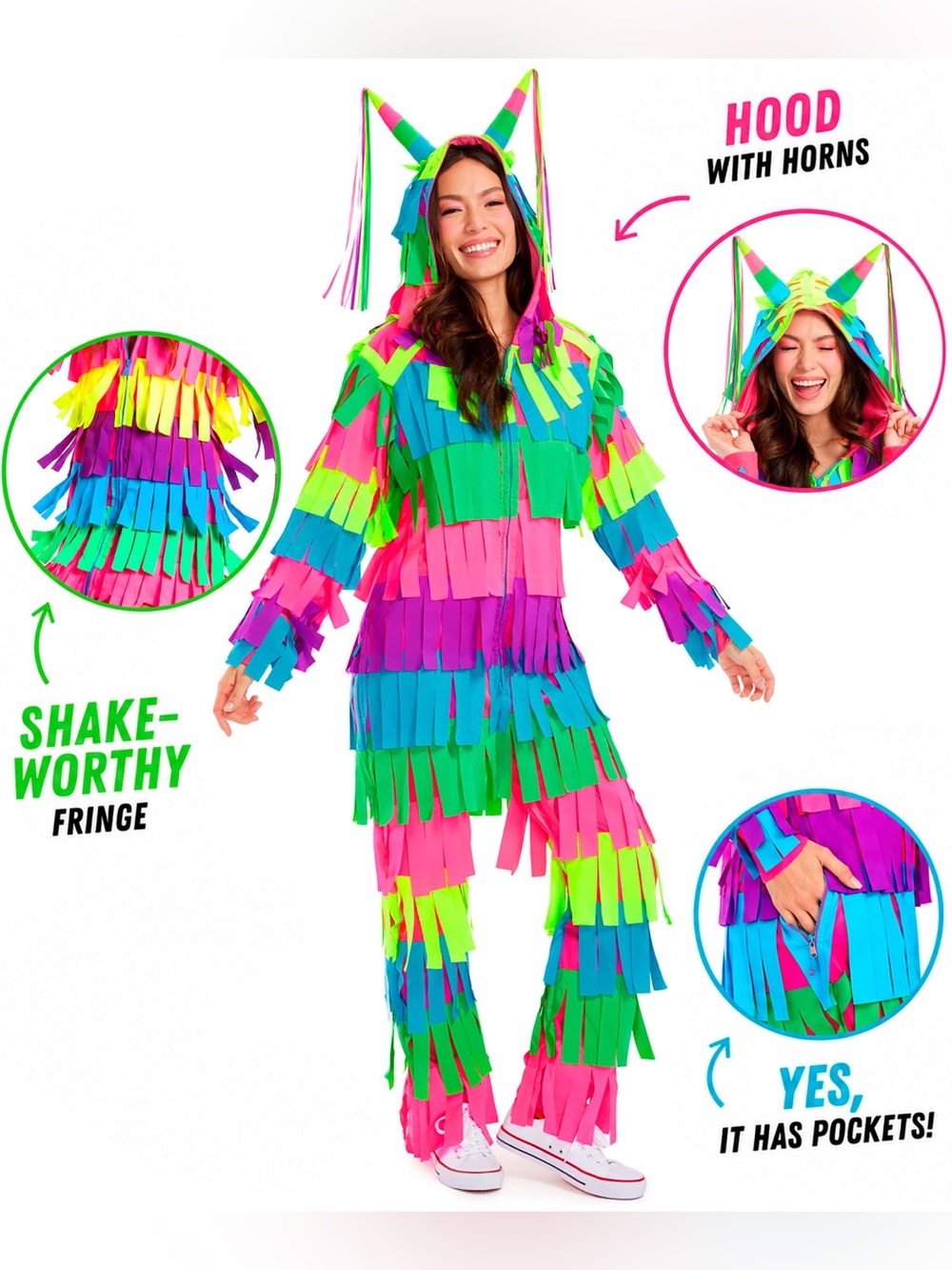 New Tipsy Elves Womens Pinata Costume Onesie Jumpsuit Halloween Sz M